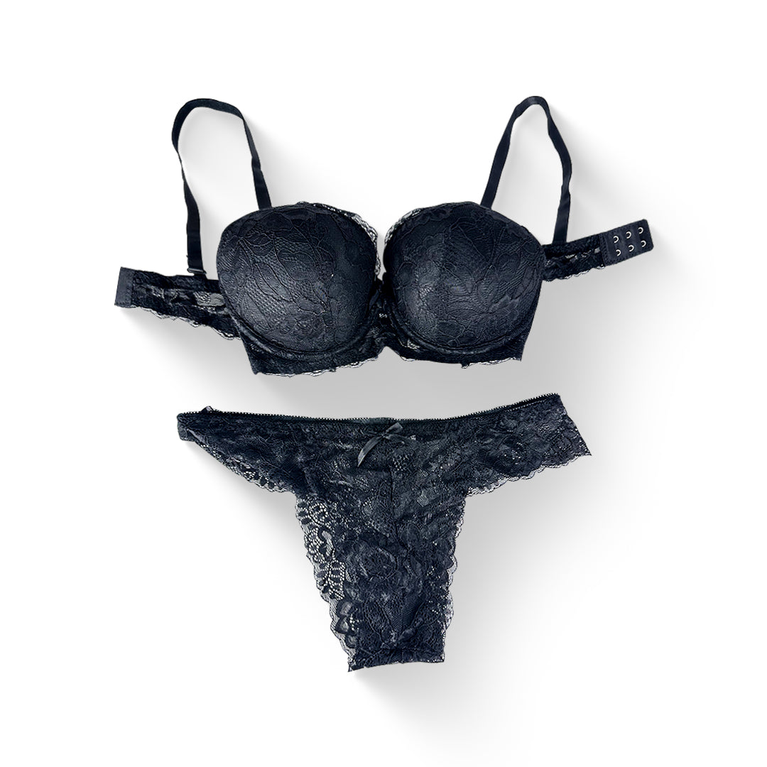 Elegant Lace Lingerie Set - Black