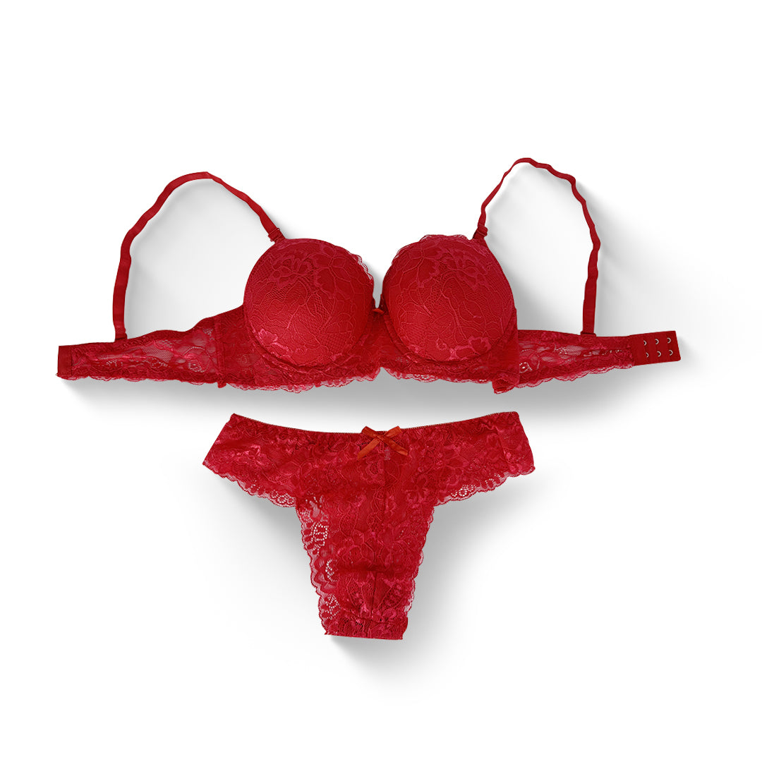 Elegant Lace Lingerie Set - Red